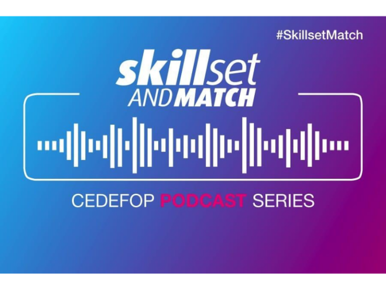 Cedefop grafika k podcastové sérii Skillset and match